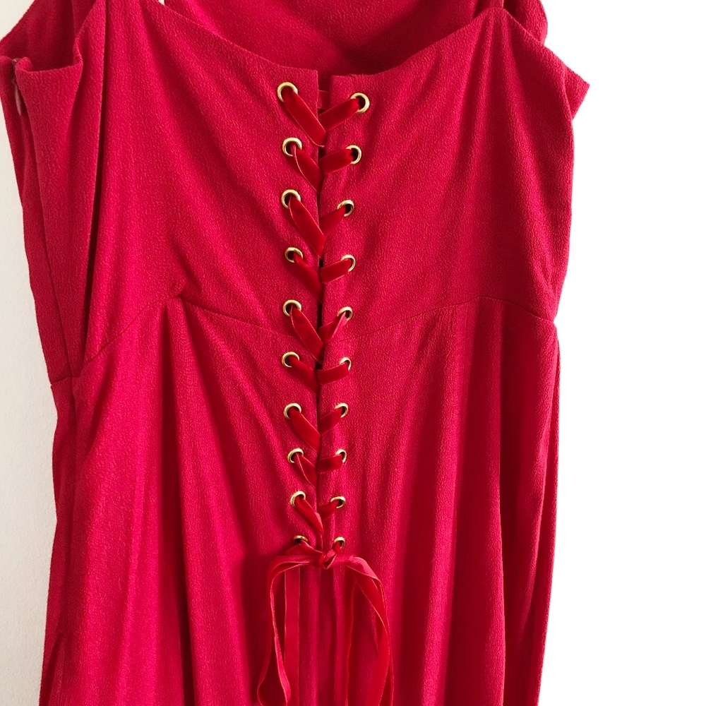 ✨sold✨reformation • dahlia red lace up back dress - Picture 8 of 8